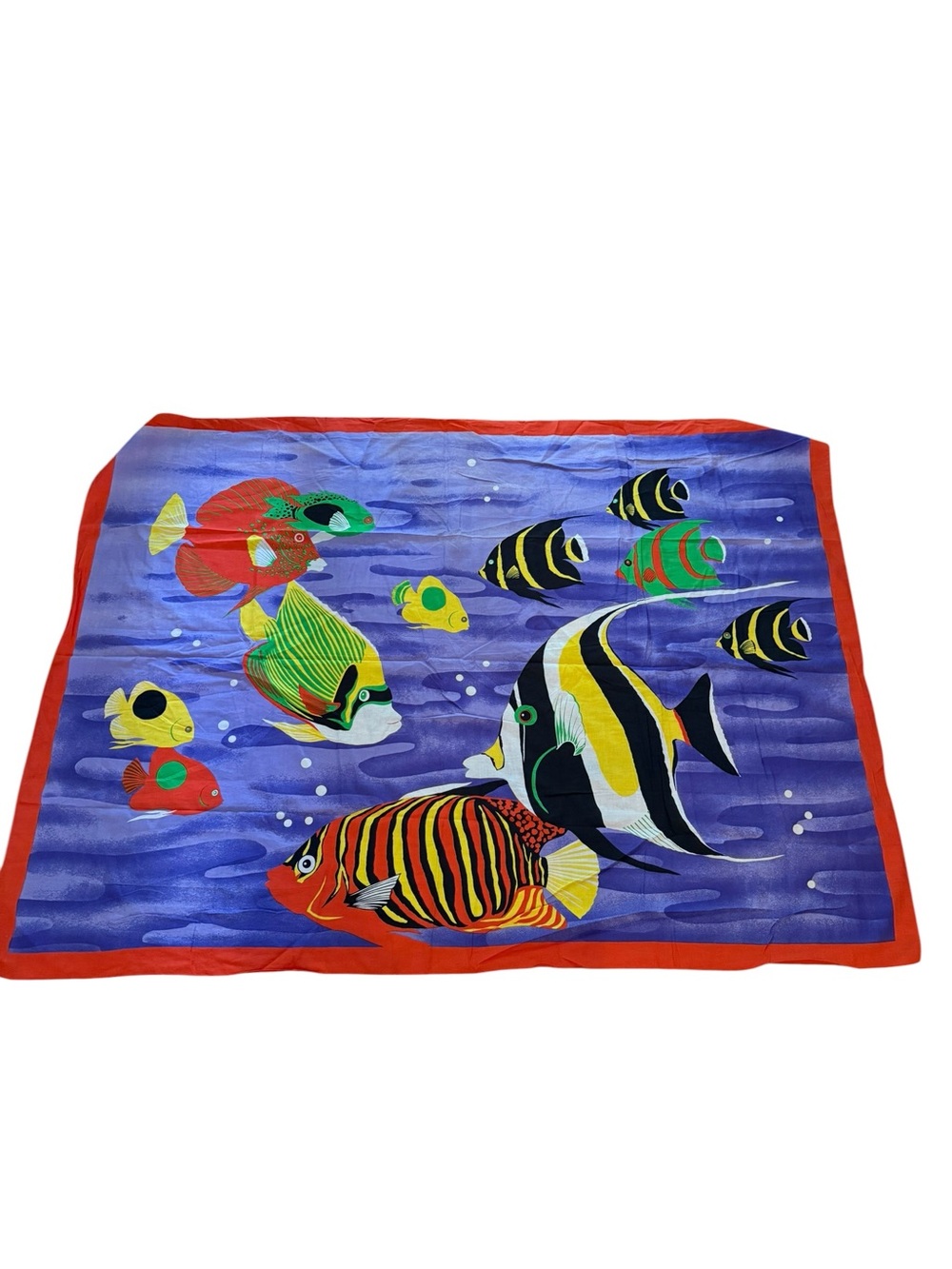 Neiman Marcus Tropical Fish Cotton Scarf- Multi-Color